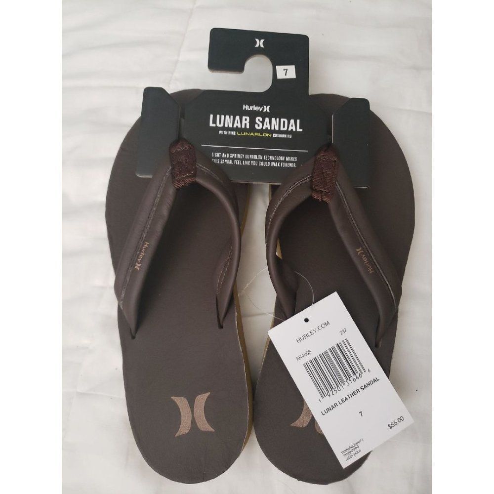 HURLEY Lunar Leather Sandal Brown Mens 7 Womens 9